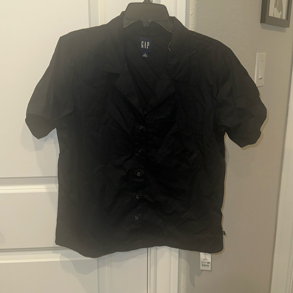 GAP black pajama button up shirt NWT
